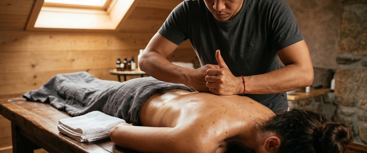 Informational banner explaining the definition and benefits of sports massage therapy.
